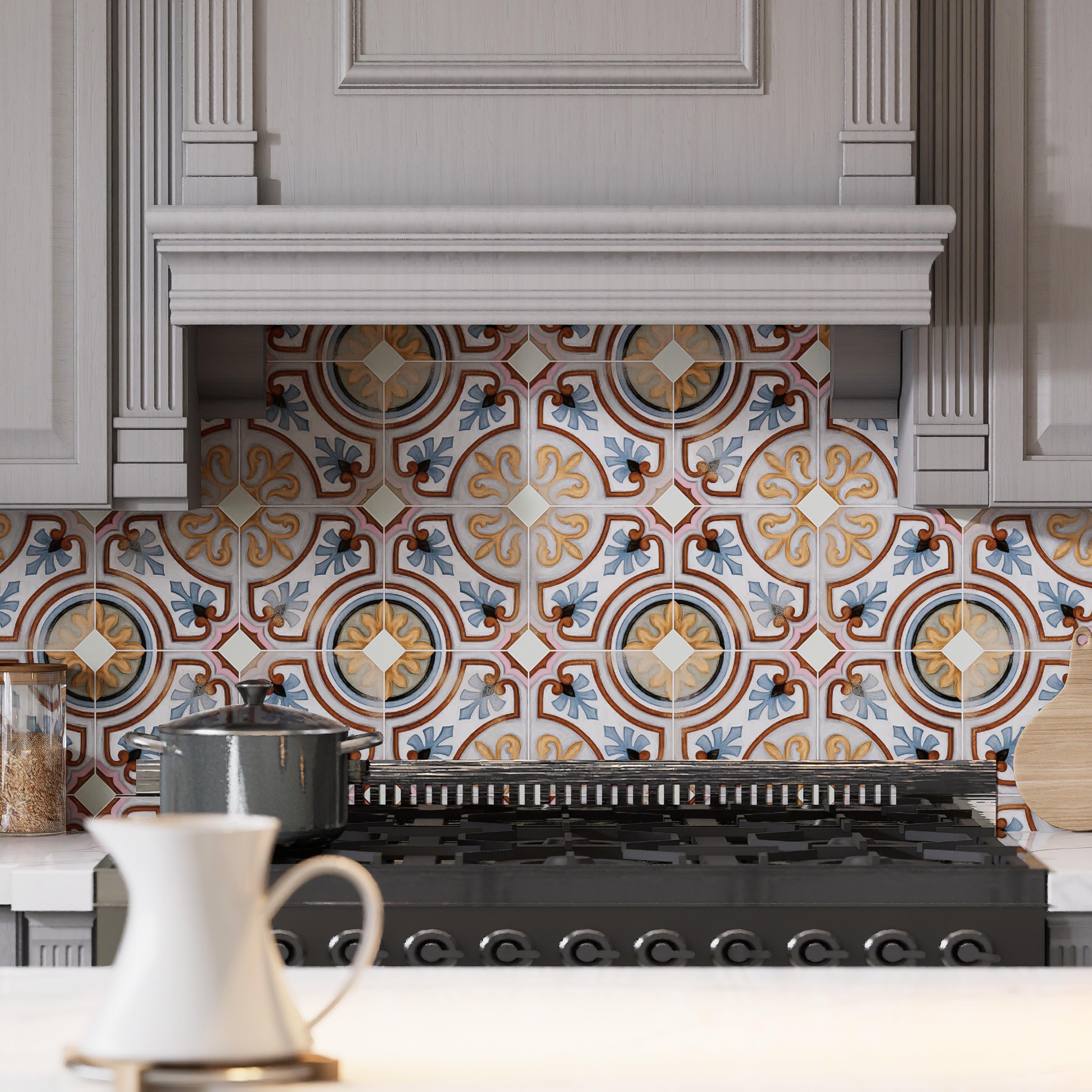 Merola Tile Vaudeville Octagon Deco Diglas with Taco Nacar 7-7/8