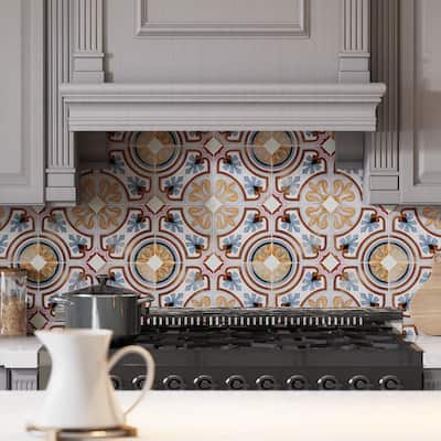 Merola Tile Vaudeville Octagon Deco Diglas with Taco Nacar 7-7/8" x 7-7/8" Porcelain Floor and Wall Tile