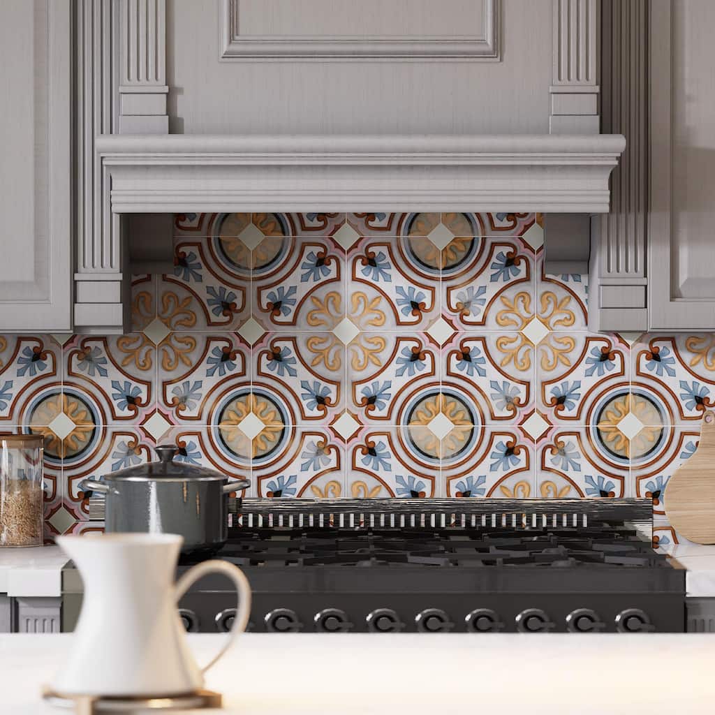 Merola Tile Vaudeville Octagon Deco Diglas with Taco Nacar 7-7/8" x 7-7/8" Porcelain Floor and Wall Tile