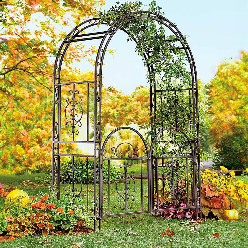 84" x 53" Montebello Iron Garden Arbor with Gate
