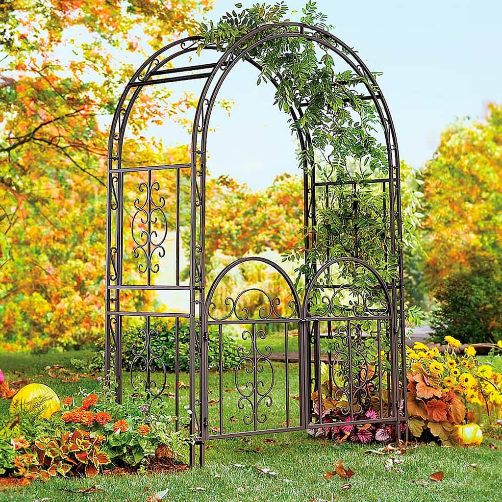 84" x 53" Montebello Iron Garden Arbor with Gate