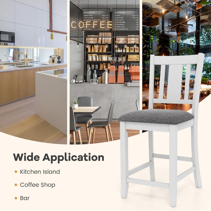 Set of 2 Upholstered Bar Stools with Ergonomic Back and Footrest Ideal for Kitchen Island - 15.5" x 19" x 40"
