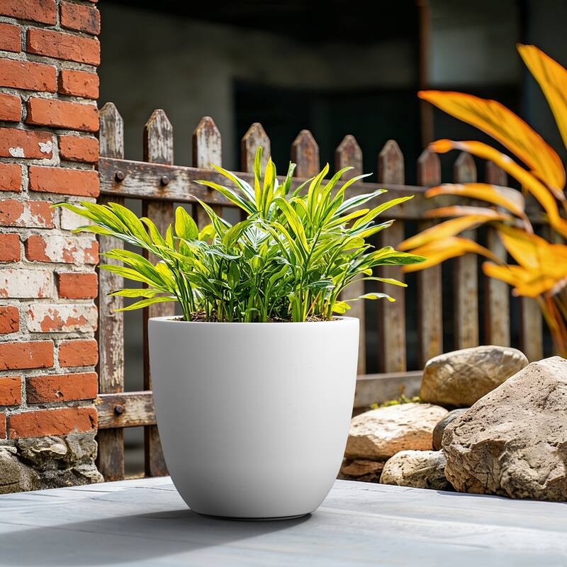 Concrete Tall Round Pot for Indoor & Outdoor(Upgraded Interior)