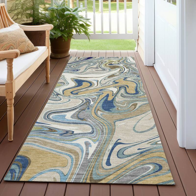 Machine Washable Indoor/ Outdoor Contemproary Fusion Chantille Rug - Putty - 2'3" x 7'6"