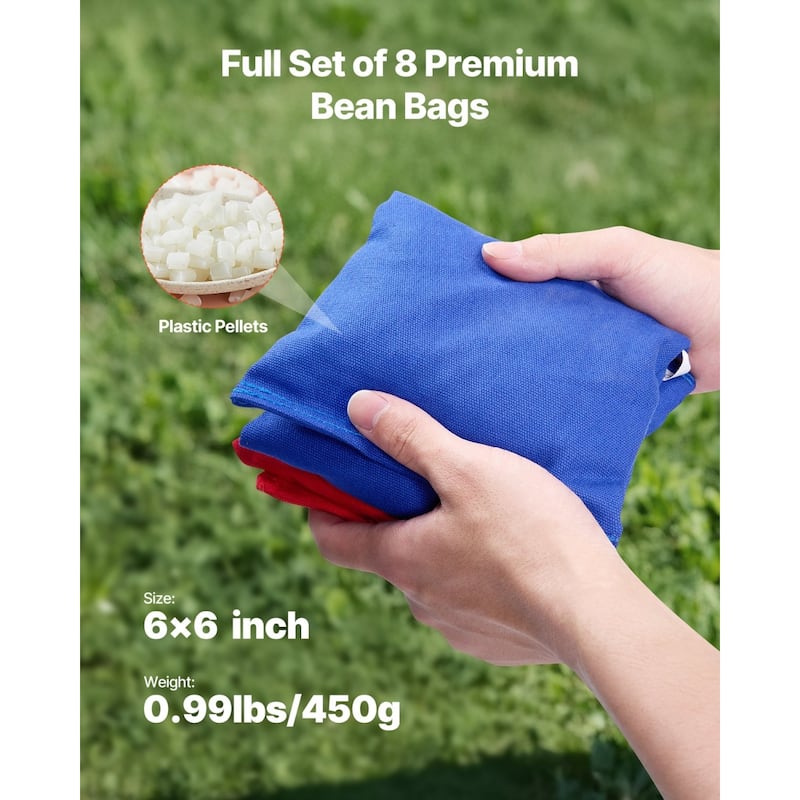 4 x 2 Feet Folding Wooden Cornhole Set with 8 Bean Bags and UV Printed Boards for Backyard Fun - 4.12x1.97x0.99 ft.