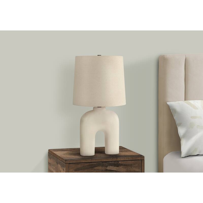 Lighting, 25"h, Table Lamp, Cream Resin, Beige Shade, Modern