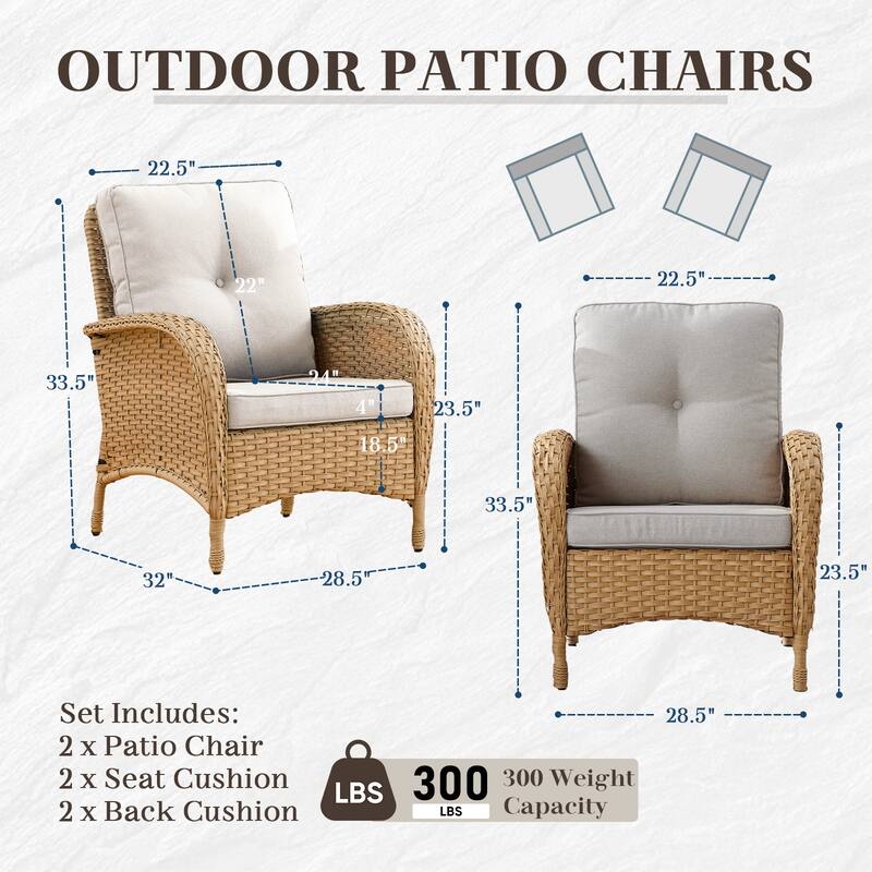 Patio Wicker Chair with Loveseat Coffee Table