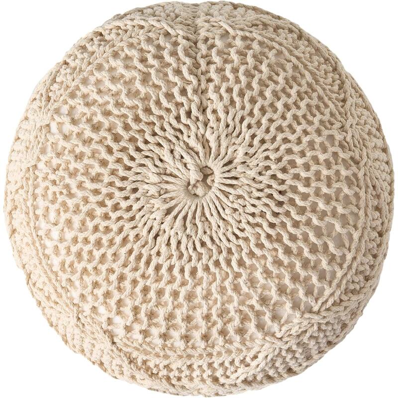 Charming Knitted Wool Pouf for Versatile Home Use and Cozy Ambiance
