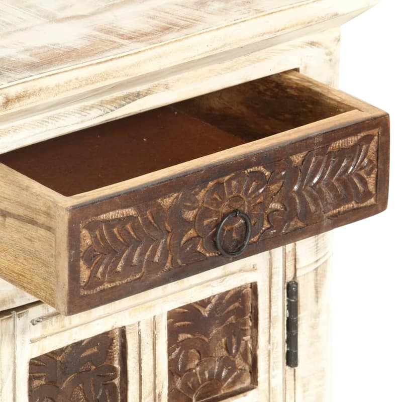 vidaXL Bedside Cabinet White 15.7"x11.8"x19.7" Solid Mango Wood