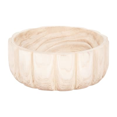 Sagebrook Home Carved Elemental Bowl, 9" Wood - Perfect for Interiors, Exquisite Centerpiece Bowl - 9" x 9" x 4"