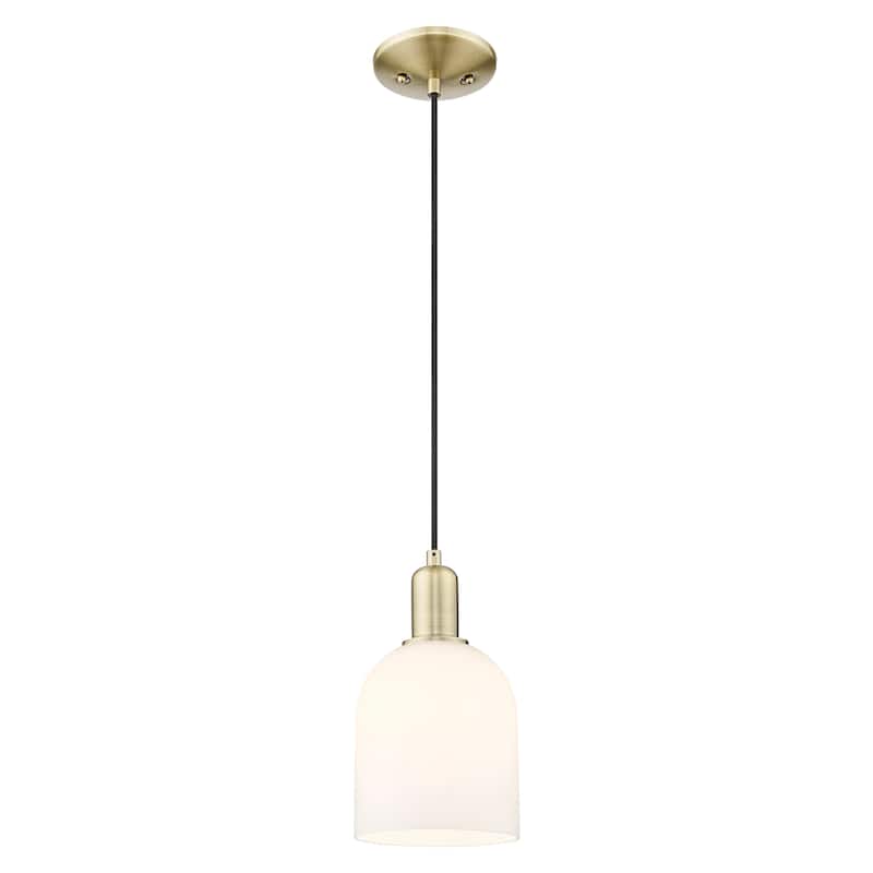 Innovations Lighting Endless Possibilities Arcadia - Bella - 1 Light 6" Cord Hung Mini Pendant - Antique Brass/White