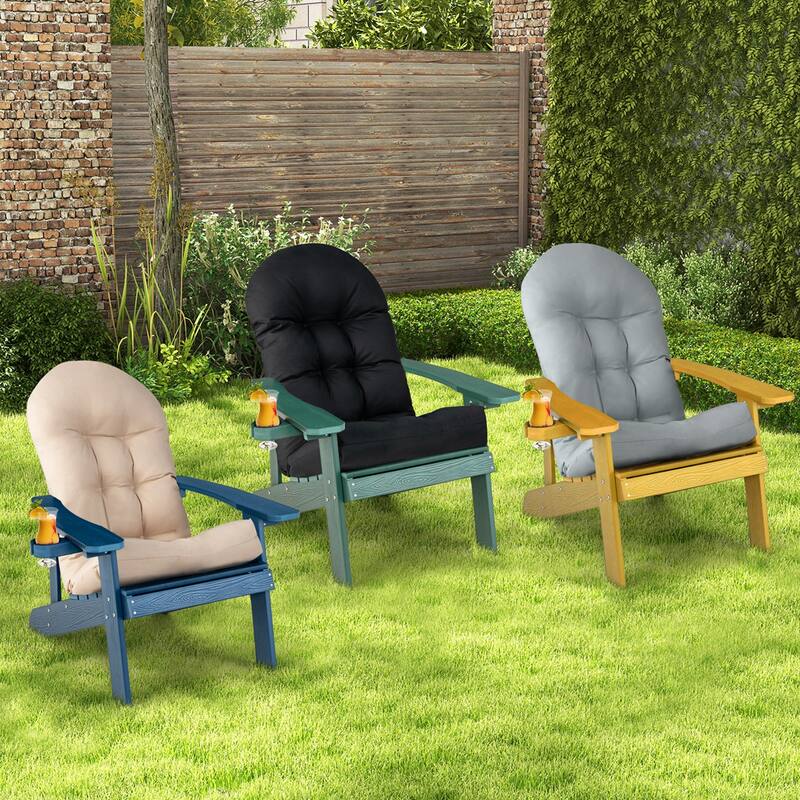 Multicolor Adirondack Chair Patio Lounge Chairs w/ Cup Holder &Cushion