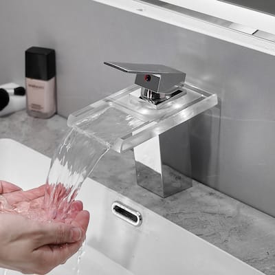 Modern Chrome Bathroom Basin Faucet with LED Light