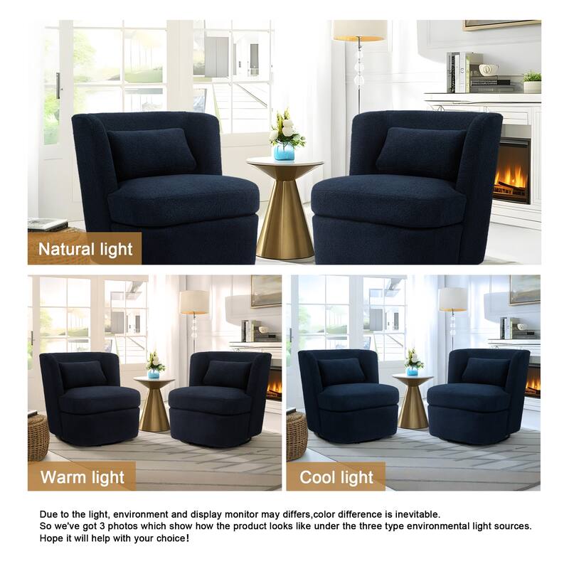 2Set 360°Swivel Barrel Chair with Cushion