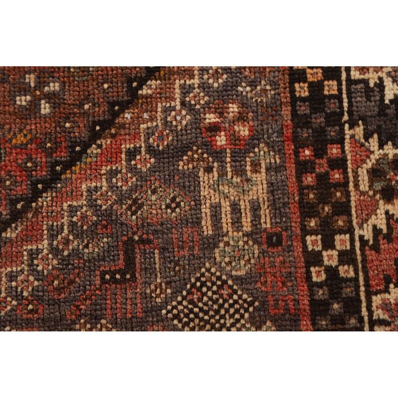 Vegetable Dye Qashqai Persian Rug Hand-knotted Antique Wool Carpet - 3'9"x 6'8"
