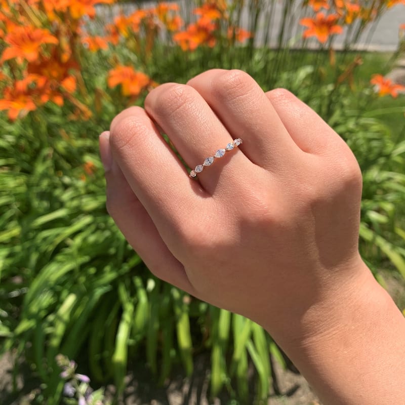 Joelle Collection Diamond Marquise Band Ring 14K Gold 3/4 CT TDW