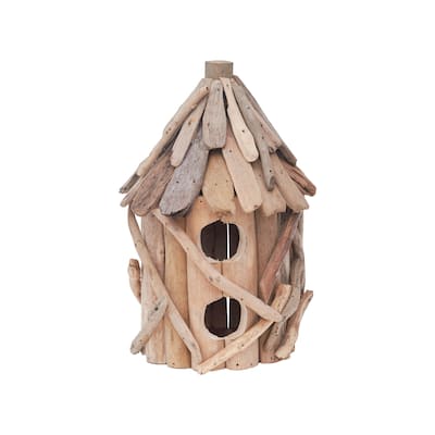 Driftwood Round Birdhouse W/ 2 Holes