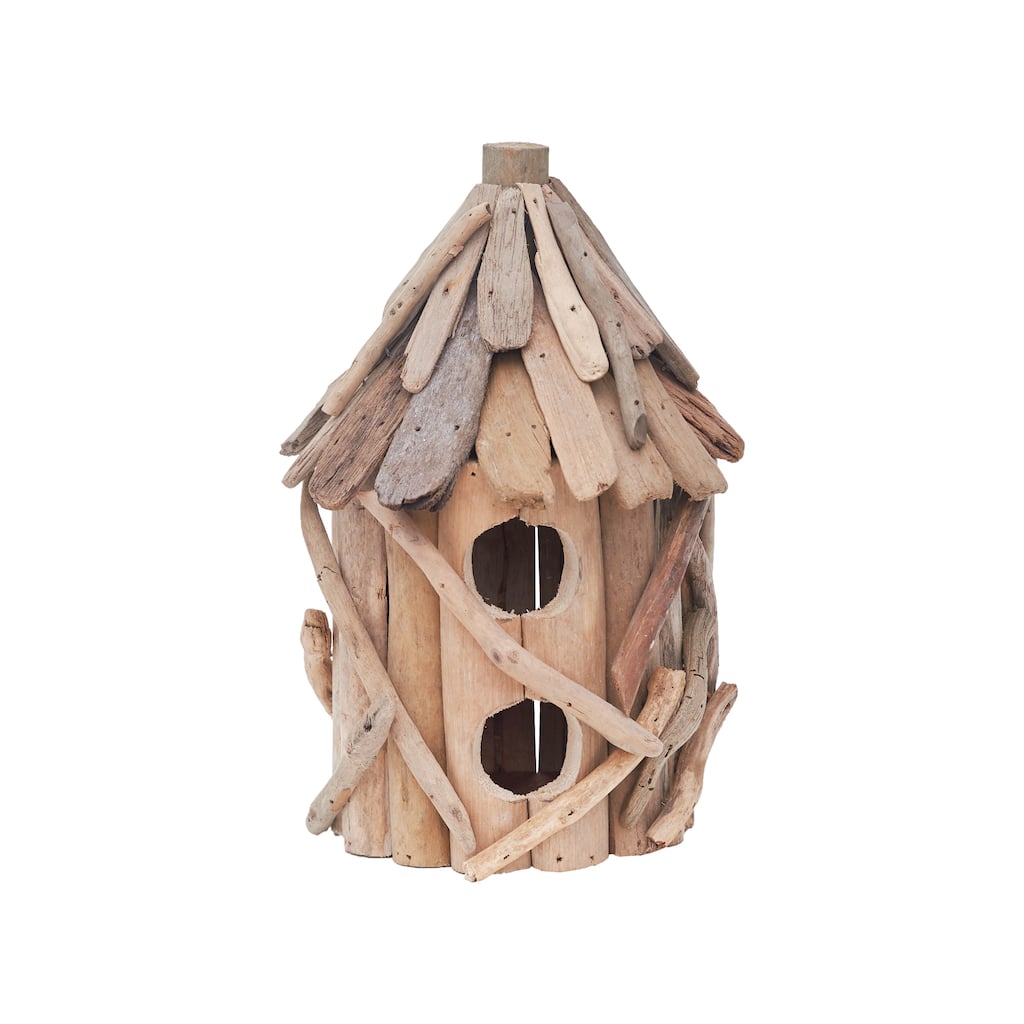 Driftwood Round Birdhouse W/ 2 Holes