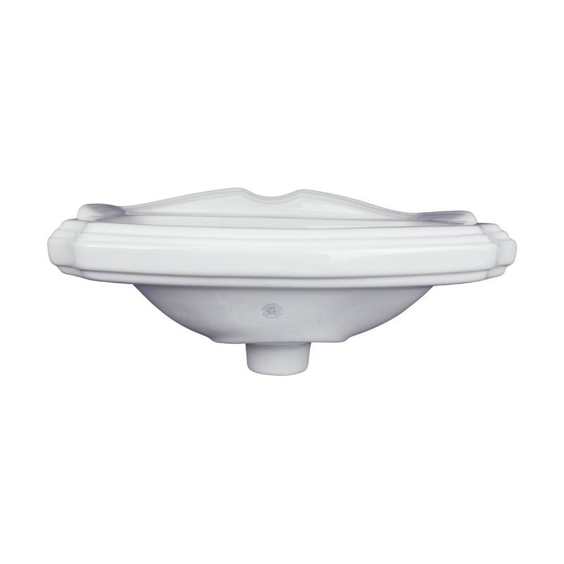 Cloakroom White Ceramic Wall Mount Vessel Sink with Overflow and 4" Centerset Faucet Holes