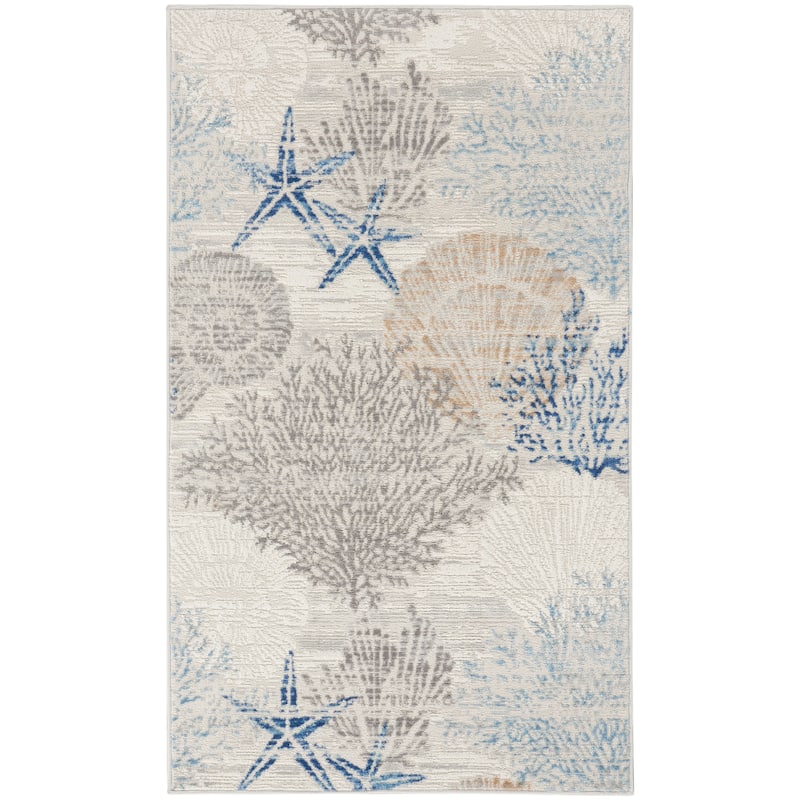 Nourison Seaside Indoor only Nature Area Rug - 2' x 3' - Ivory/Grey/Blue