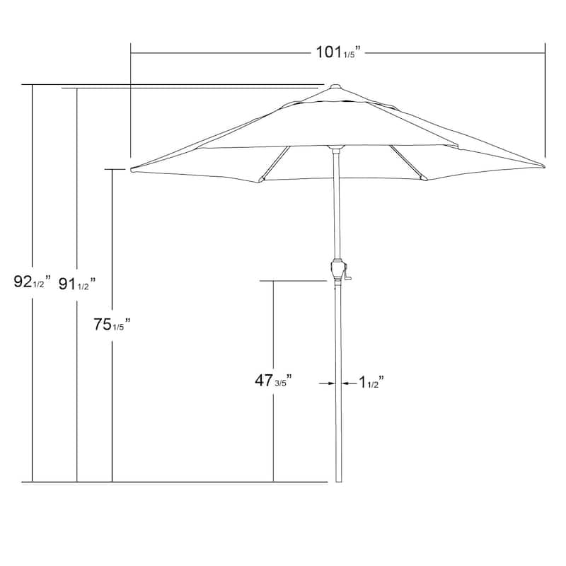 Astella 9' Crank Open Push Button Tilt Outdoor Patio Umbrella