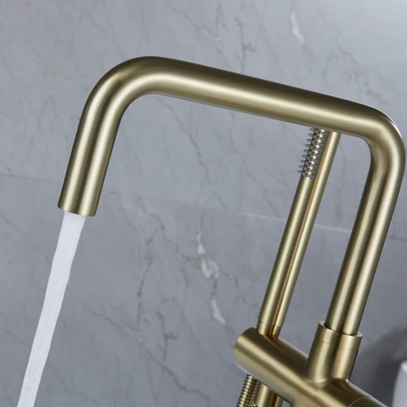 Round Vertical Five-Piece Bathroom Faucet Set,Brushed Gold