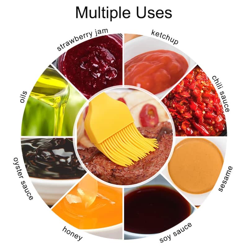 Silicone Brush Pastry Oil Basting Heat Resistant Cookware Barbecue - Yellow - 10.2" x 1.8"(L*W)