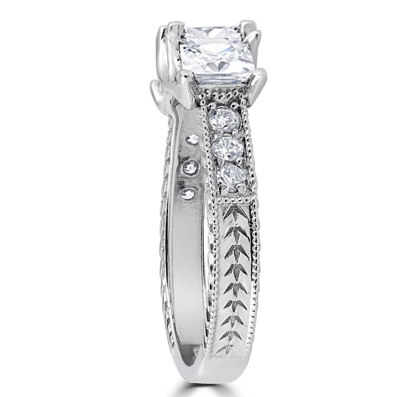 1 3/4ct Vintage Three Stone Diamond Ring White Gold