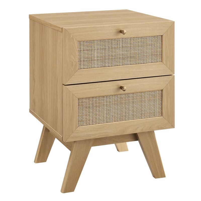 Soma Rattan Weave 2 Drawer Nightstand - Oak - 2-drawer