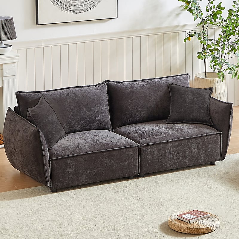 88-In Modern Living Room Sectional Sofa, Chenille Living Room Couch with Extra 2 Pillows-2 Seater Sofa