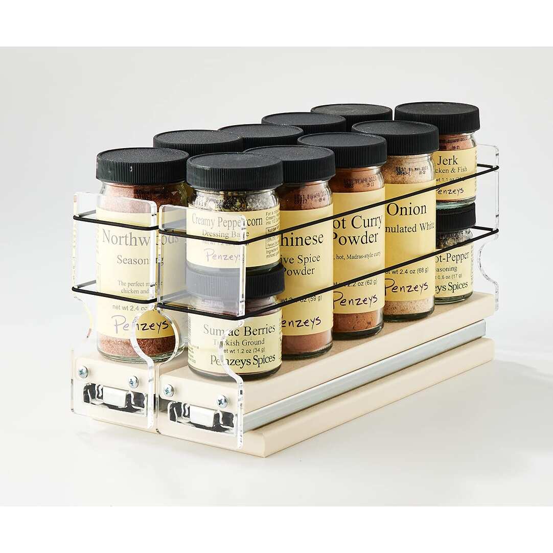 Narrow Kitchen Cabinet Spice Rack with 2 Drawers 2 Tiers 10
