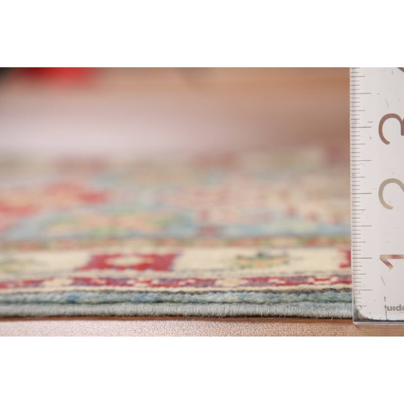 Geometric Blue Kazak Oriental Foyer Rug Handmade Wool Carpet - 2'0" x 3'0"