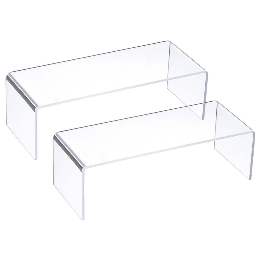 Shoes Display Stand Rack, 200x80x65mm Acrylic Storage Shelf Holder Clear 2 Pcs