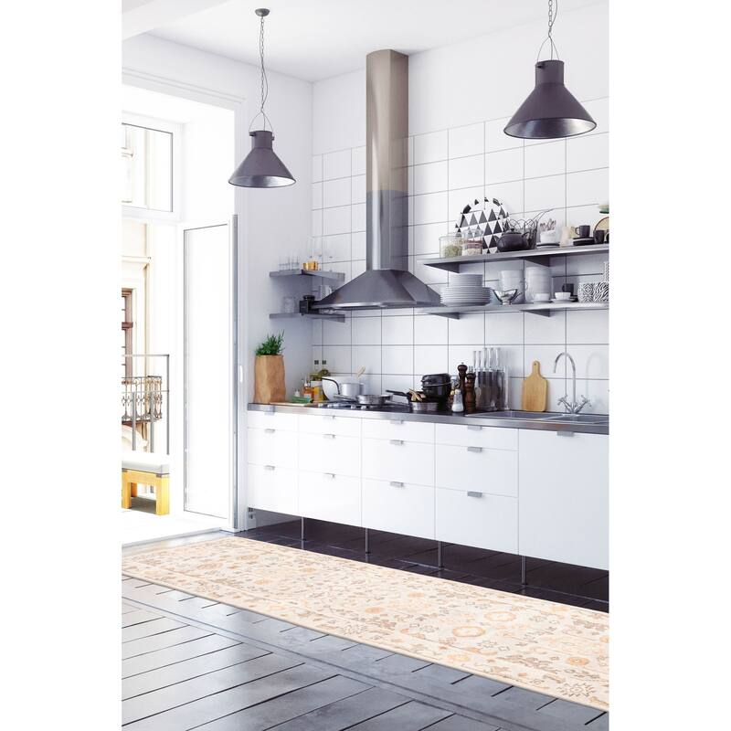 ECARPETGALLERY Hand-knotted Royal Oushak Light Grey Wool Rug - 2'7 x 13'8