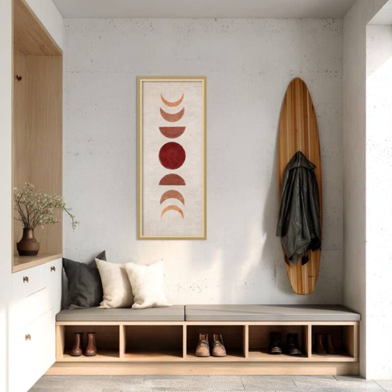 Amanti Art Framed Fabric Pinboard Bej Moon Phases by Emel Tunaboylu Printed Bulletin Board - Board Size 16 x 40