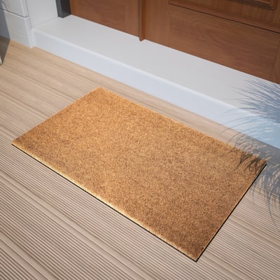 Indoor/Outdoor Solid Coir Entryway Doormat with Non-Slip Backing