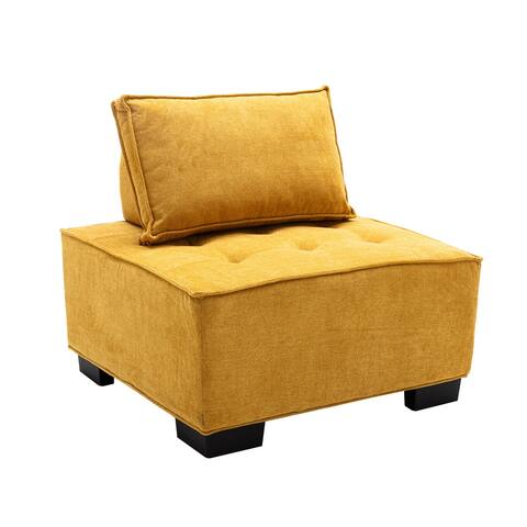 Accent Sofa Living Room Ottoman & Lazy Chair Polyester Fabric Upholstered Sofa with Solid Wood Legs