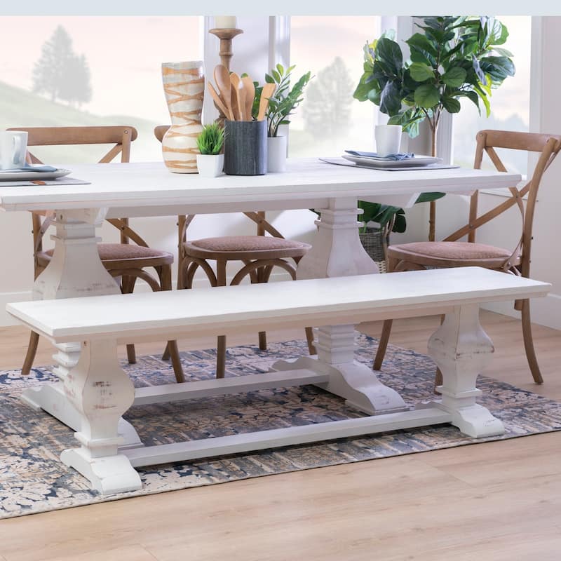 Quinlan Solid Wood Dining Bench - White