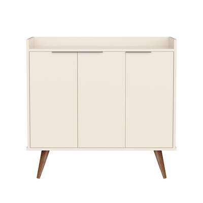 HomeRoots 35" Off White and Natural Buffet Accent Chest With Three Shelves - 35.43