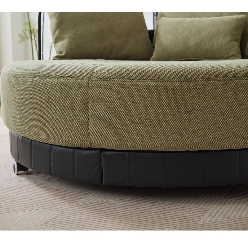 52.75" W Oversized Round Accent Chair 360° Swivel Barrel Chair with Wheels & Adjustable Phone Stand