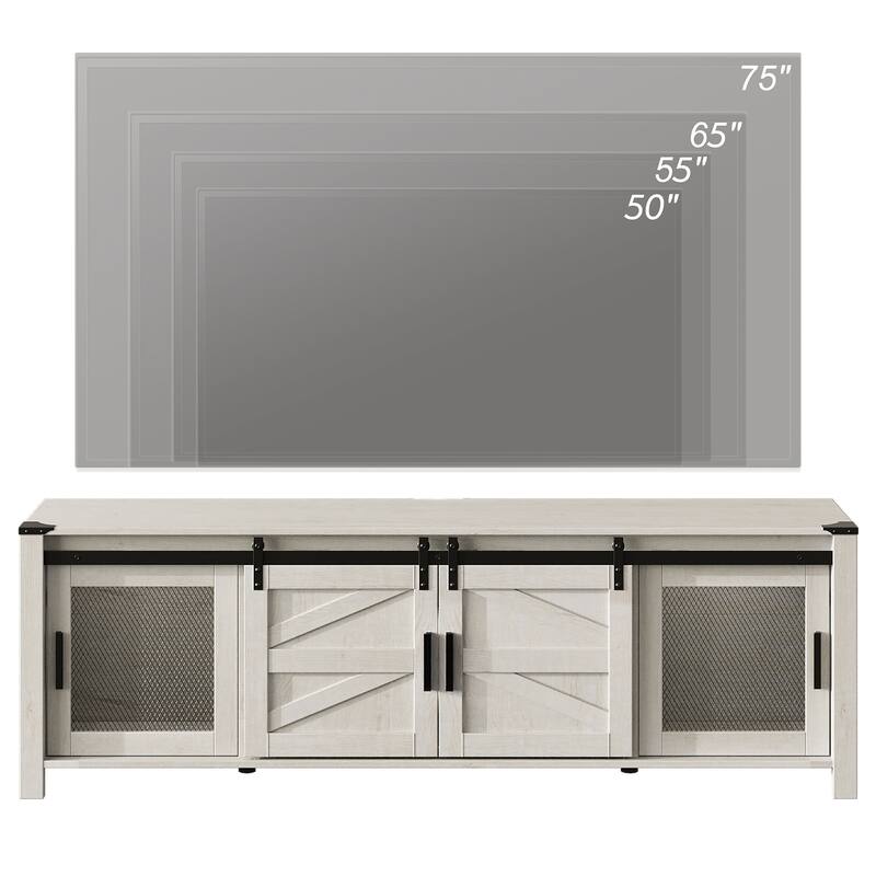 Sliding Barn TV Stand Entertainment Center for 75" TV