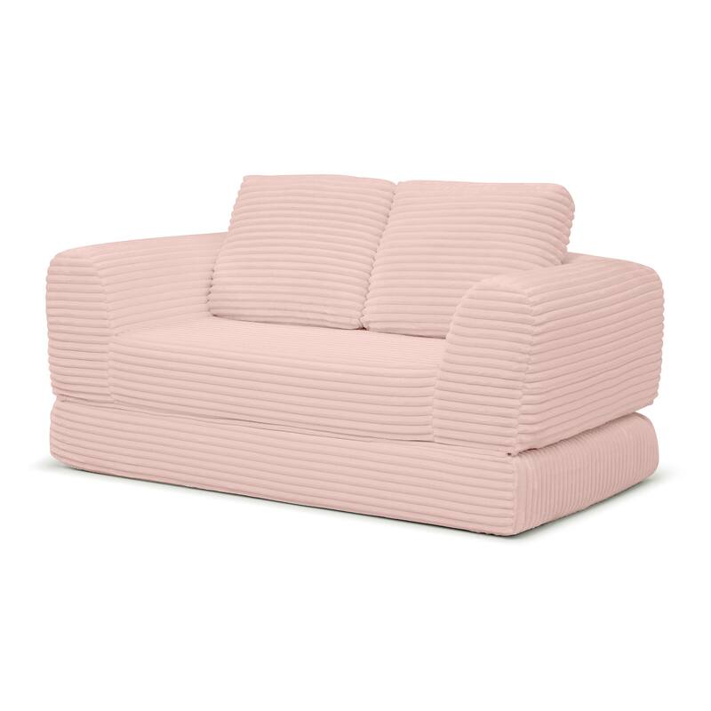 Pink Sofa Bed Sleeper Sofa with 2 Pillows, Upholstered Sofa Couch Loveseat 2-Seater Sofa Couch with Armrests