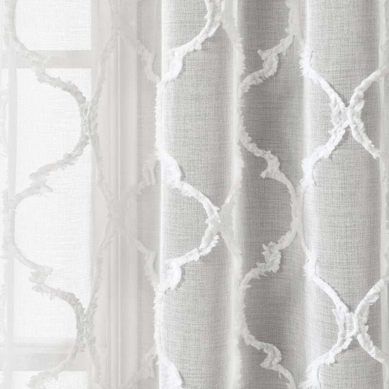 Lush Decor Avon Trellis Grommet Sheer Window Curtain Panel Pair