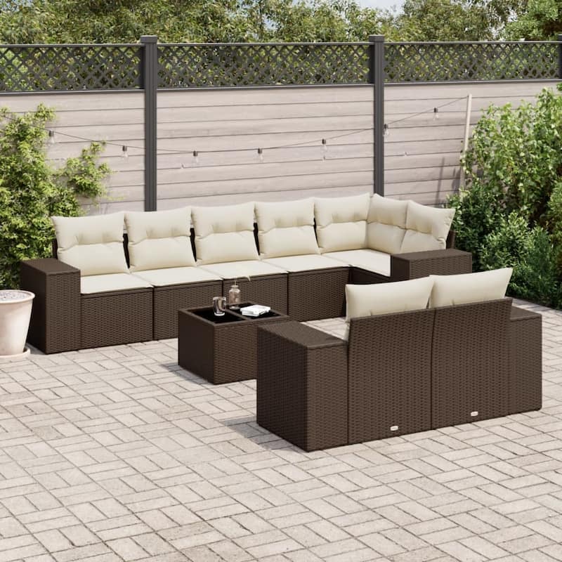 vidaXL Garden Sofa Set - Brown and cream With table