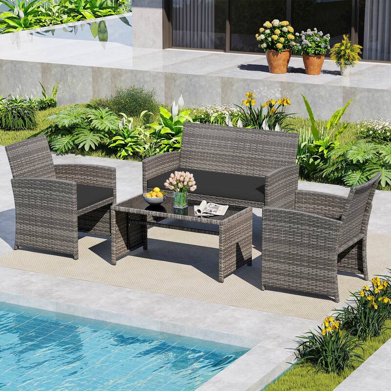 Costway 8 PCS Patio Conversation Set with Seat Cushions & Tempered - See Details