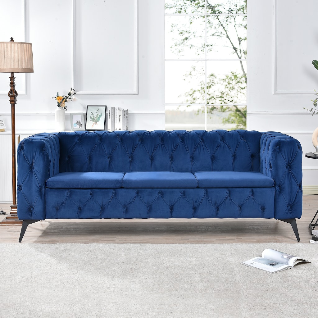 84.06'' Traditional Square Arm Removable Cushion 3-Seater Sofa: Classic Comfort, Easy Maintenance