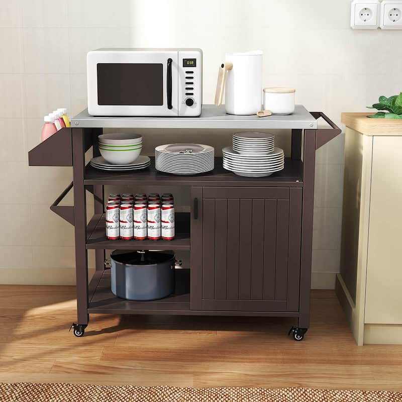 Costway Outdoor Grill Cart Movable Prep Table with Storage Cabinet - See Details