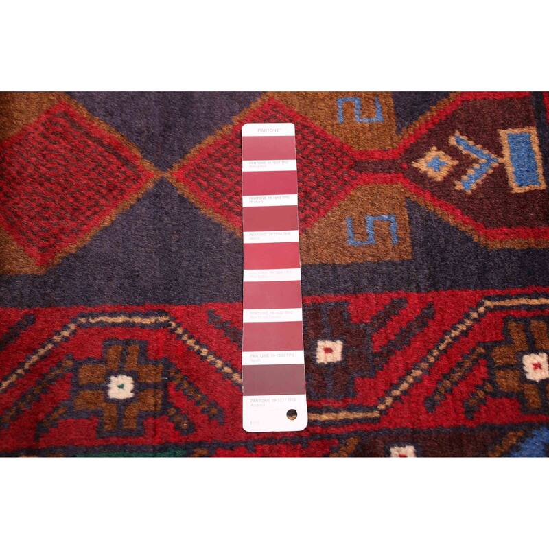 ECARPETGALLERY Hand-knotted Teimani Dark Navy, Red Wool Rug - 3'9 x 6'1