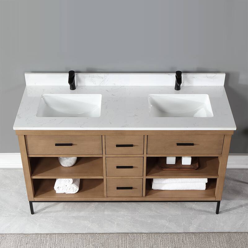 Altair Kesia Bathroom Vanity with White Composite Stone Top without Mirror