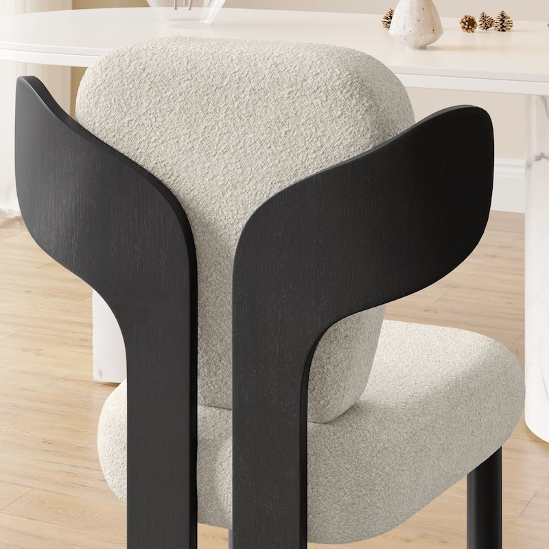 Corvus Delhi Teddy Fabric Upholstery Dining Chairs with Wood Legs (Set of 2)
